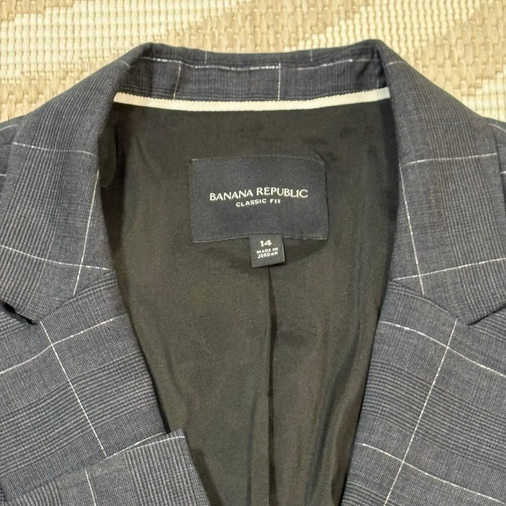 Banana Republic Women's 14 Gray Plaid Blazer Work Corporate Grunge - Picture 2 of 4